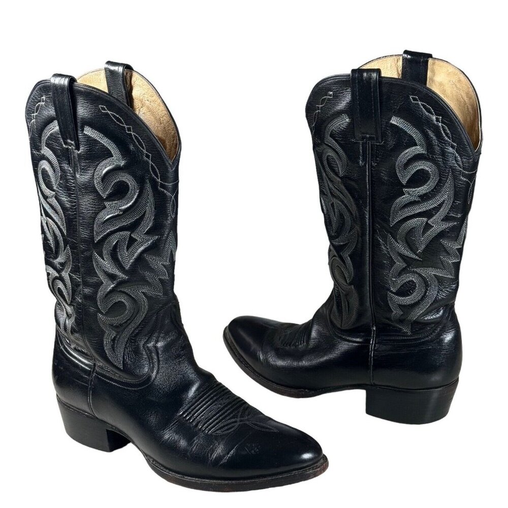 Dan Post Western Boots Milwaukee Leather Pointed Toe Black 2110 Men's Sz 9.5 D